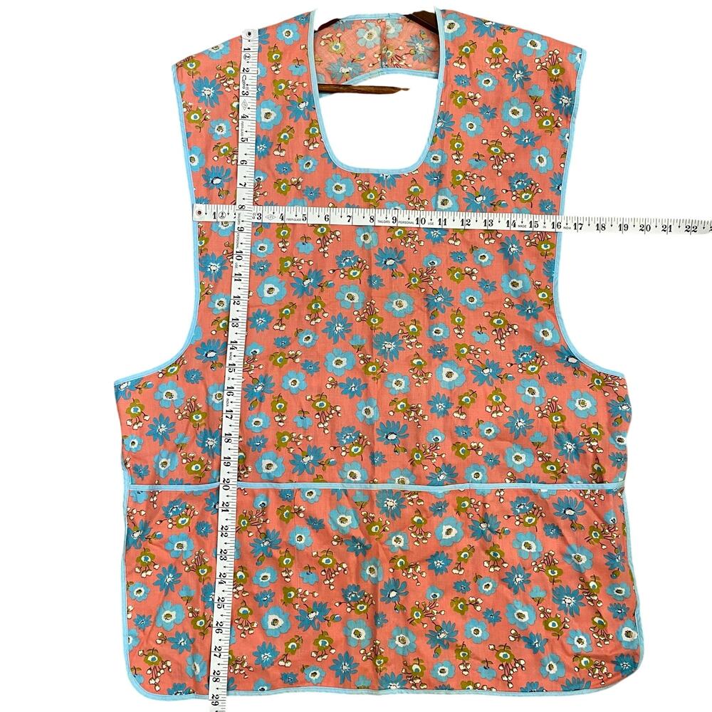 Vintage 60s 70s Floral Apron Smock Handmade Cottagecore Diner - Picture 5 of 6